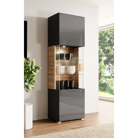 Buy Toledo 05 Display Cabinet Grey Gloss, Colour: Grey Gloss, Item Width: 61, 4 from Furnituretta