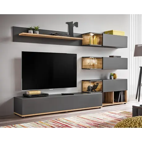 Buy Silk Entertainment TV Unit in Anthracite from Furnituretta