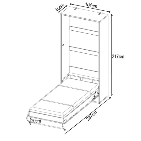 Buy CP-03 Vertical Wall Bed Concept White Matt 90cm, Colour: White Matt, Size: 90 x 200cm, 6 from Furnituretta