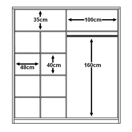 Buy Arti AR-08 Sliding Door Wardrobe Oak Shetland 203cm, Colour: Oak Shetland, Item Width: 203, 5 from Furnituretta