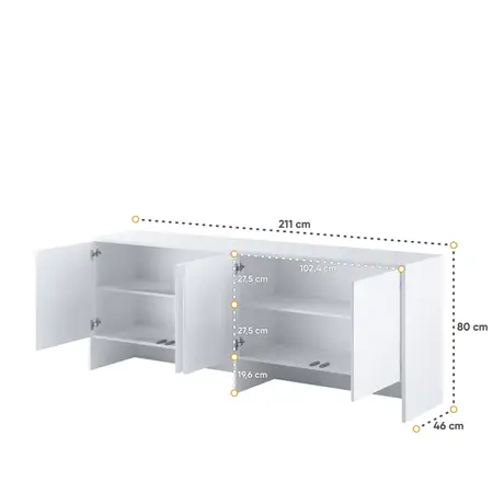 Buy BC-10 Over Bed Unit for Horizontal Wall Bed Concept White Matt 120cm, Colour: White Matt, Item Width: 211, 6 from Furnituretta