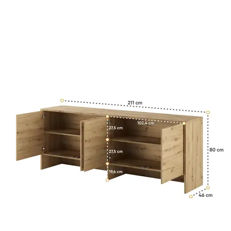 Buy BC-10 Over Bed Unit for Horizontal Wall Bed Concept Oak Artisan 120cm, Colour: Oak Artisan, Item Width: 211, 6 from Furnituretta