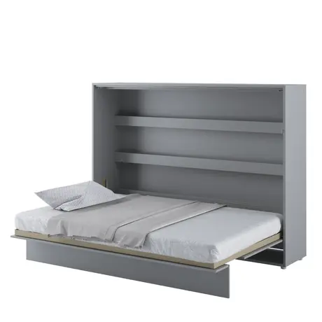 Buy BC-04 Horizontal Wall Bed – Grey Matt 140cm | Fold-Away Bed with Shelves & Soft-Close System, Colour: Grey Matt, Size: 140 x 200cm, 8 from Furnituretta