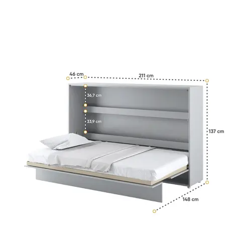 Buy BC-05 Horizontal Wall Bed Concept Grey Matt 120cm, Colour: Grey Matt, Size: 120 x 200cm, 7 from Furnituretta