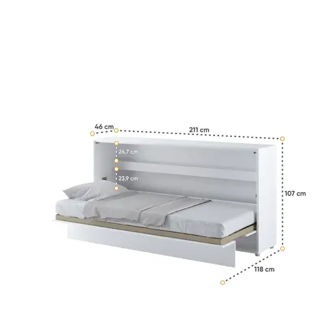 Buy BC-06 Horizontal Wall Bed Concept White Matt 90cm, Colour: White Matt, Size: 90 x 200cm, 8 from Furnituretta