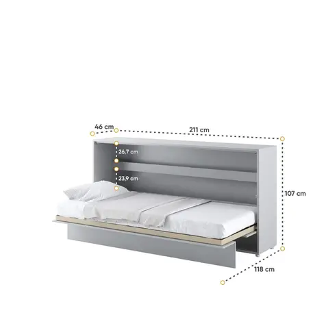 Buy BC-06 Horizontal Wall Bed Concept Grey Matt 90cm, Colour: Grey Matt, Size: 90 x 200cm, 7 from Furnituretta