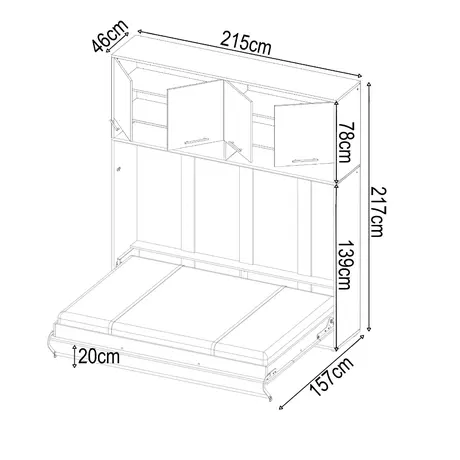 Buy CP-10 Over Bed Unit for Horizontal Wall Bed Concept White Gloss 120cm, Colour: White Gloss, Item Width: 215, 4 from Furnituretta