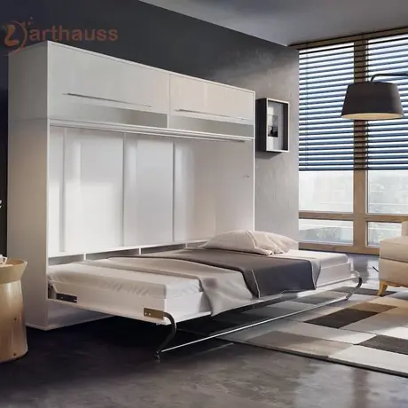 Buy CP-04 Horizontal Wall Bed Concept 140cm with Over Bed Unit White Gloss, Colour: White Gloss, Size: 140 x 200cm, Item Width: 215, 7 from Furnituretta