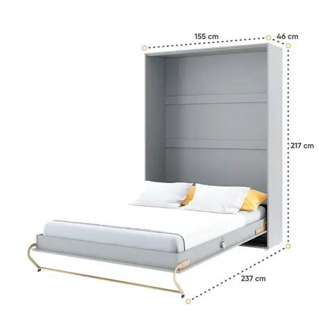Buy CP-01 Vertical Wall Bed Concept 140cm with Storage Cabinets Grey Matt, Colour: Grey Matt, Size: 140 x 200cm, Item Width: 245, 7 from Furnituretta