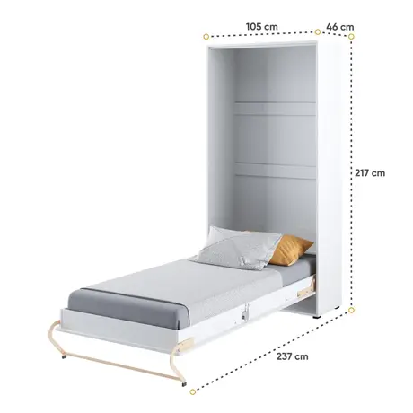 Buy CP-03 Vertical Wall Bed Concept White Matt 90cm, Colour: White Matt, Size: 90 x 200cm, 5 from Furnituretta
