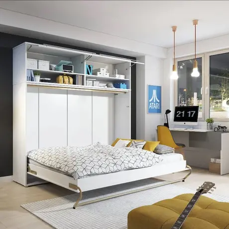 Buy CP-04 Horizontal Wall Bed Concept 140cm with Over Bed Unit White Matt, Colour: White Matt, Size: 140 x 200cm, Item Width: 215, 5 from Furnituretta