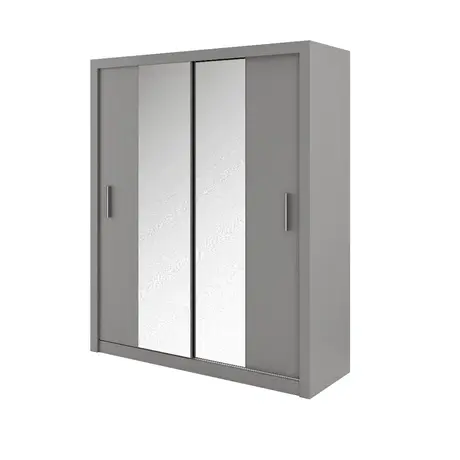 Buy Idea ID-03 Sliding Door Wardrobe Grey Matt 180cm, Colour: Grey Matt, Item Width: 180, 4 from Furnituretta