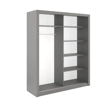 Buy Idea ID-02 Sliding Door Wardrobe Grey Matt 180cm, Colour: Grey Matt, Item Width: 180, 8 from Furnituretta