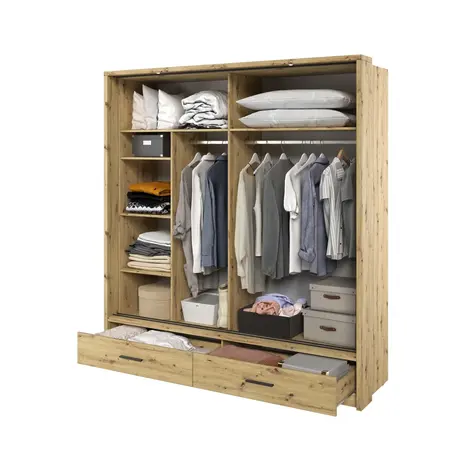 Buy Arti AR-05 Sliding Door Wardrobe Oak Artisan 200cm, Colour: Oak Artisan, Item Width: 200, 6 from Furnituretta