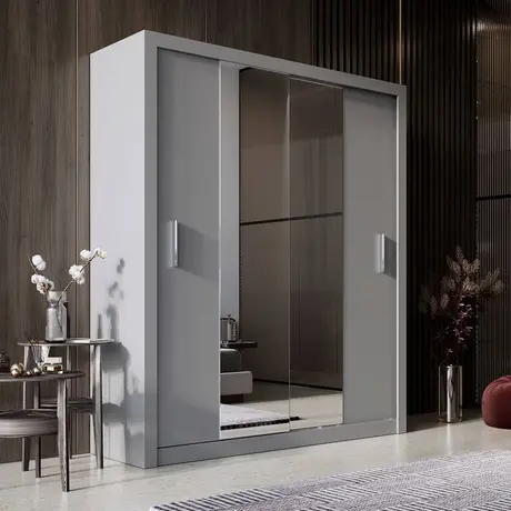 Buy Idea ID-03 Sliding Door Wardrobe Grey Matt 180cm, Colour: Grey Matt, Item Width: 180 from Furnituretta