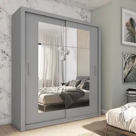 Buy Idea ID-02 Sliding Door Wardrobe Grey Matt 180cm, Colour: Grey Matt, Item Width: 180 from Furnituretta