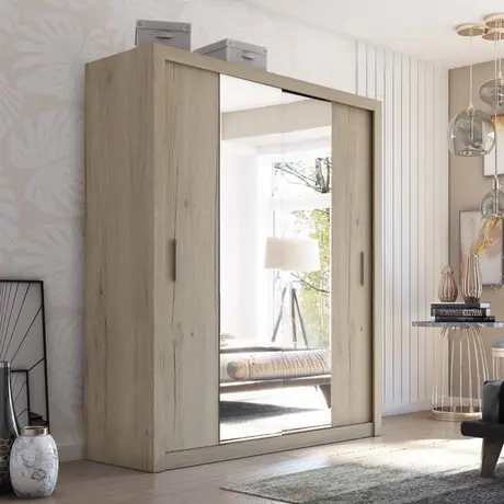 Buy Idea ID-03 Sliding Door Wardrobe Oak San Remo 180cm, Colour: Oak San Remo, Item Width: 180 from Furnituretta