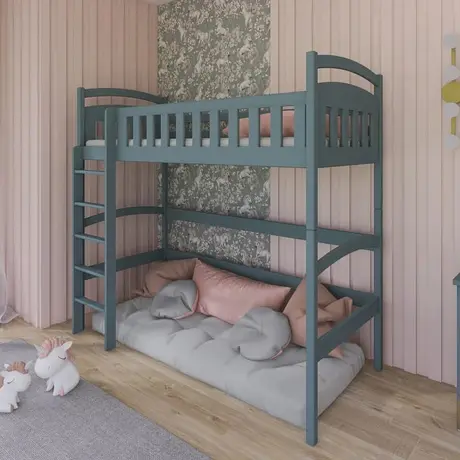 Buy Mia Wooden Loft Bed Grey, Colour: Grey, Mattresses: Without Mattress from Furnituretta