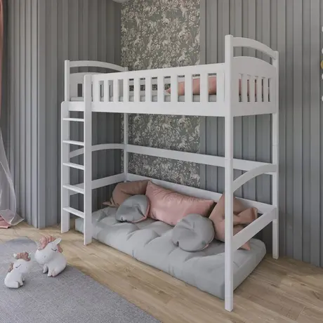 Buy Mia Wooden Loft Bed White, Colour: White, Mattresses: Foam Mattress from Furnituretta