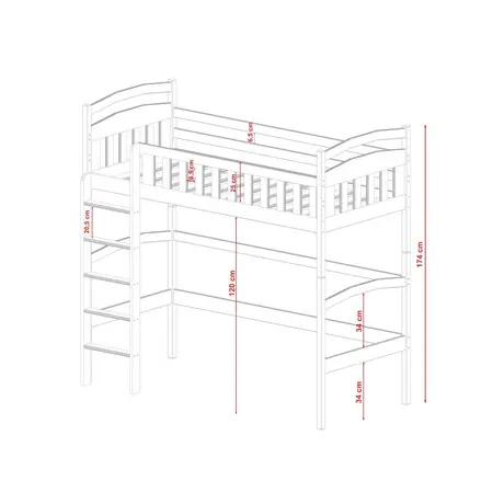 Buy Mia Wooden Loft Bed Pine, Colour: Pine, Mattresses: Without Mattress, 5 from Furnituretta