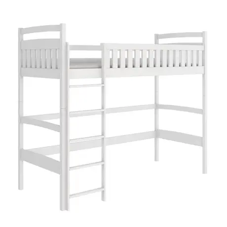 Buy Mia Wooden Loft Bed White, Colour: White, Mattresses: Foam/Bonnell Mattress, 8 from Furnituretta