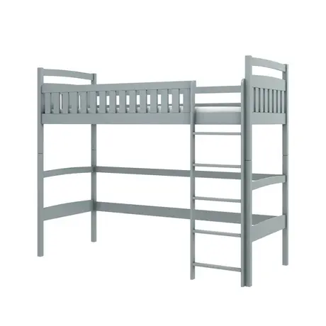 Buy Mia Wooden Loft Bed Grey, Colour: Grey, Mattresses: Foam/Bonnell Mattress, 4 from Furnituretta