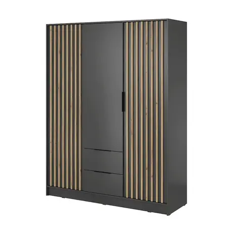 Buy Nelly Hinged Door Wardrobe Graphite 155cm, Colour: Graphite, Item Width: 155, 5 from Furnituretta