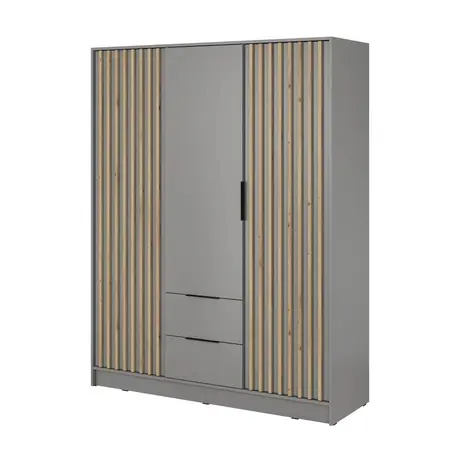 Buy Nelly Hinged Door Wardrobe Grey 155cm, Colour: Grey, Item Width: 155, 5 from Furnituretta