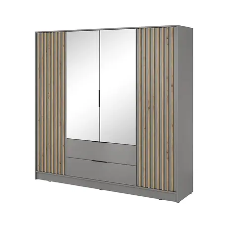 Buy Nelly Hinged Mirror Door Wardrobe 206cm Grey, Colour: Grey, Item Width: 206, 5 from Furnituretta