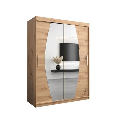 Buy Elypse Sliding Door Wardrobe Oak Artisan 150cm, Colour: Oak Artisan, Item Width: 150, 5 from Furnituretta