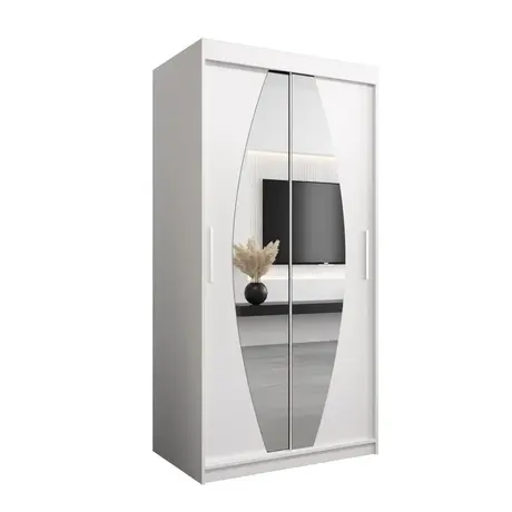 Buy Elypse Sliding Door Wardrobe White 100cm, Colour: White, Item Width: 100, 6 from Furnituretta