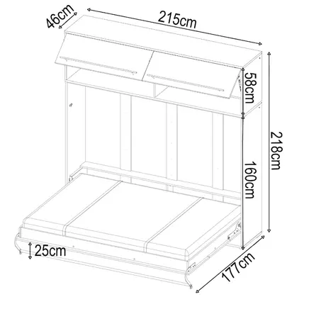 Buy CP-04 Horizontal Wall Bed Concept 140cm with Over Bed Unit White Matt, Colour: White Matt, Size: 140 x 200cm, Item Width: 215, 10 from Furnituretta