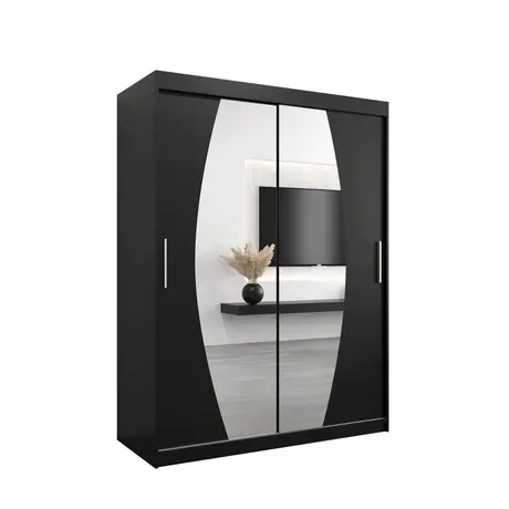 Buy Elypse Sliding Door Wardrobe Black 150cm, Colour: Black, Item Width: 150, 5 from Furnituretta