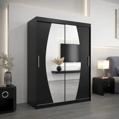 Buy Elypse Sliding Door Wardrobe Black 150cm, Colour: Black, Item Width: 150 from Furnituretta