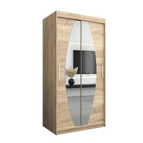 Buy Elypse Sliding Door Wardrobe Oak Sonoma 100cm, Colour: Oak Sonoma, Item Width: 100, 6 from Furnituretta