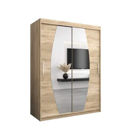 Buy Elypse Sliding Door Wardrobe Oak Sonoma 150cm, Colour: Oak Sonoma, Item Width: 150, 5 from Furnituretta