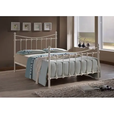 Buy Comfortable & Stylish: Florida Ivory Metal Double Bed, Colour: Ivory, Size: 4ft 6/Double, Item Width: 140, 4 from Furnituretta