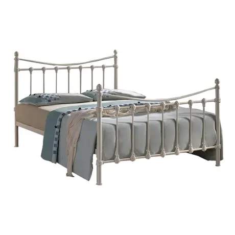 Buy Comfortable & Stylish: Florida Ivory Metal Double Bed, Colour: Ivory, Size: 4ft 6/Double, Item Width: 140 from Furnituretta