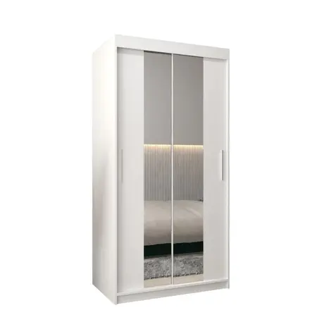 Buy Tokyo I Sliding Door Wardrobe White 100cm, Colour: White, Item Width: 100, 5 from Furnituretta