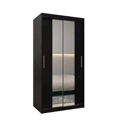 Buy Tokyo I Sliding Door Wardrobe Black 100cm, Colour: Black, Item Width: 100, 5 from Furnituretta
