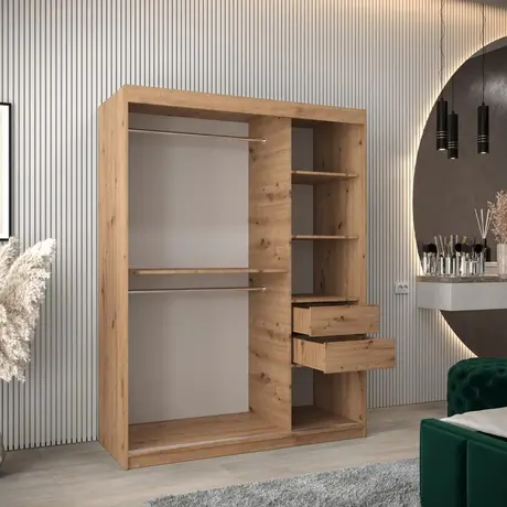Buy Tokyo Sliding Door Wardrobe Oak Artisan 150cm, Colour: Oak Artisan, Item Width: 150, 8 from Furnituretta