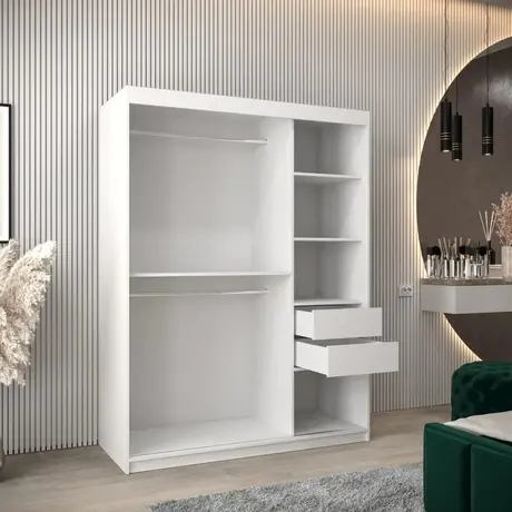 Buy Verona 01 Sliding Door Wardrobe White 150cm, Colour: White, Item Width: 150, 8 from Furnituretta