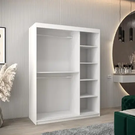Buy Tokyo Sliding Door Wardrobe White 150cm, Colour: White, Item Width: 150, 6 from Furnituretta