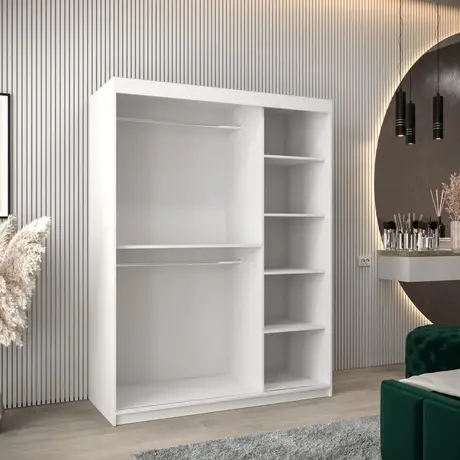 Buy Verona 01 Sliding Door Wardrobe White 150cm, Colour: White, Item Width: 150, 6 from Furnituretta