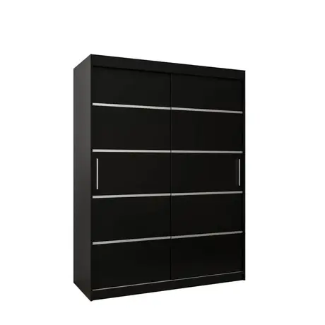 Buy Verona 01 Sliding Door Wardrobe Black 150cm, Colour: Black, Item Width: 150, 5 from Furnituretta