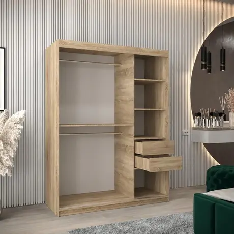Buy Verona 01 Sliding Door Wardrobe Oak Sonoma 150cm, Colour: Oak Sonoma, Item Width: 150, 8 from Furnituretta