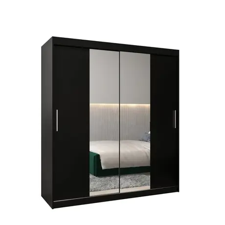 Buy Tokyo I Sliding Door Wardrobe Black 180cm, Colour: Black, Item Width: 180, 5 from Furnituretta