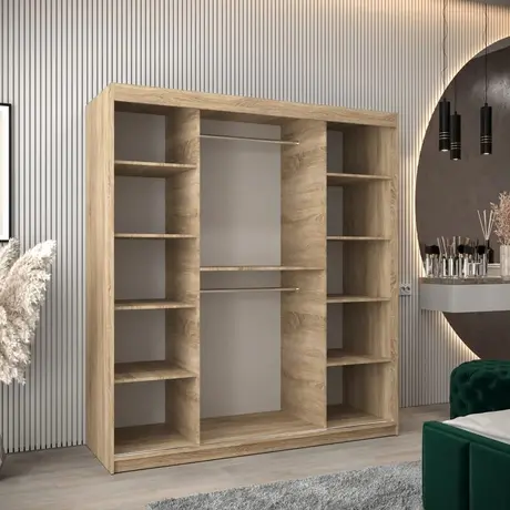 Buy Tokyo I Sliding Door Wardrobe Oak Sonoma 180cm, Colour: Oak Sonoma, Item Width: 180, 6 from Furnituretta