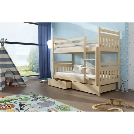 Buy Wooden Bunk Bed Adas with Storage Pine, Colour: Pine, Mattresses: Foam Mattresses, 6 from Furnituretta