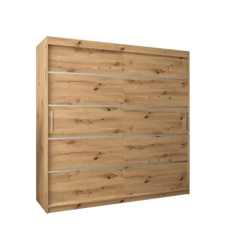 Buy Verona 01 Sliding Door Wardrobe Oak Artisan 200cm, Colour: Oak Artisan, Item Width: 200, 5 from Furnituretta